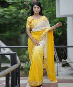Yellow Faux Georgette Saree With Blouse 318903