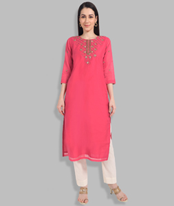 Pink Chanderi Silk Handwork Kurti 201443