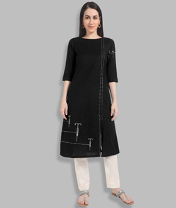 Black Long A Line Kurti for Women
