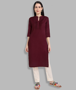 Wine Cotton Kurti For Women 218792
