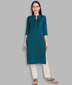 Teal Cotton Kurti 218793