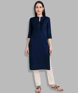 Navy Blue Cotton Kurti 218794