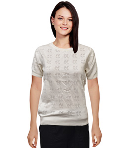 Off White Woolen Knitted Tops 214259