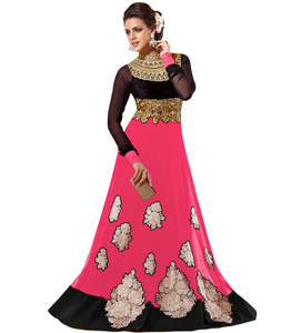 Pink Net Floor Length Anarkali Salwar Suit 176420